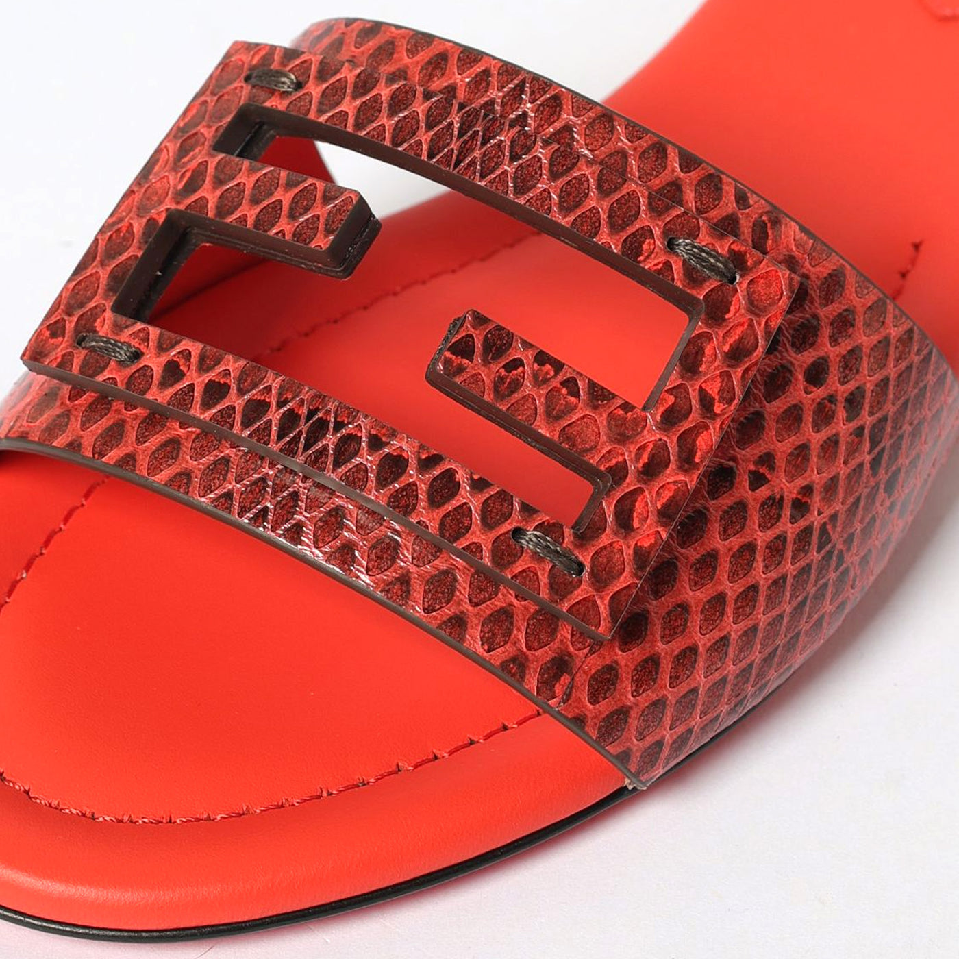 Fendi Baguette Python Leather Slides