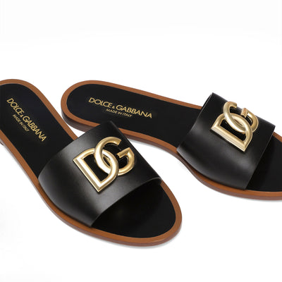 Dg Flat Slippers In Calfskin