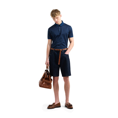 Jersey Polo Shirt With All-Over Jacquard Lettering
