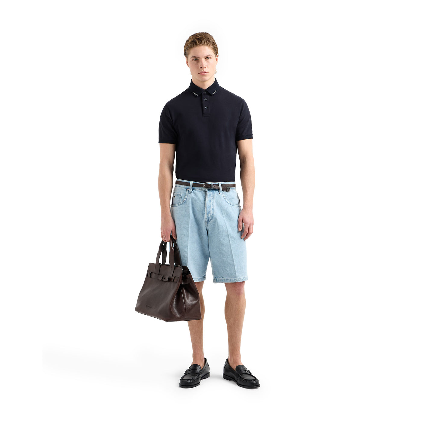 Jersey Polo Shirt With Logo Collar