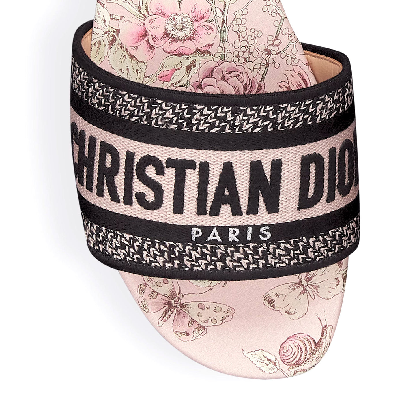 Dior Dior Lucky Dway Slide Embroidered Cotton And White Multicolor Flowers Calendar Allover Motif