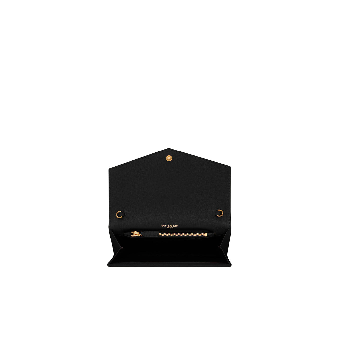 Uptown Chain Wallet In Grain De Poudre Embossed Leather