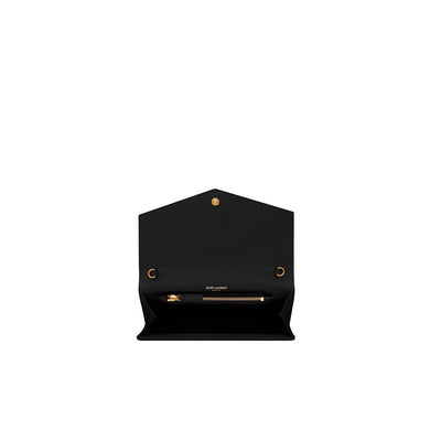 Uptown Chain Wallet In Grain De Poudre Embossed Leather
