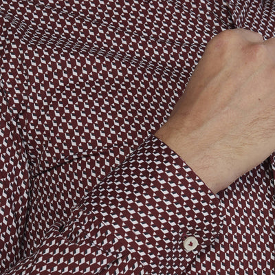 Slim-Fit Shirt In Geometric-Print Performance-Stretch Fabric