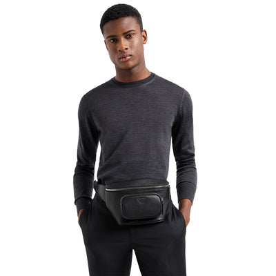 Asv Regenerated Saffiano Leather Belt Bag With Eagle Plate
