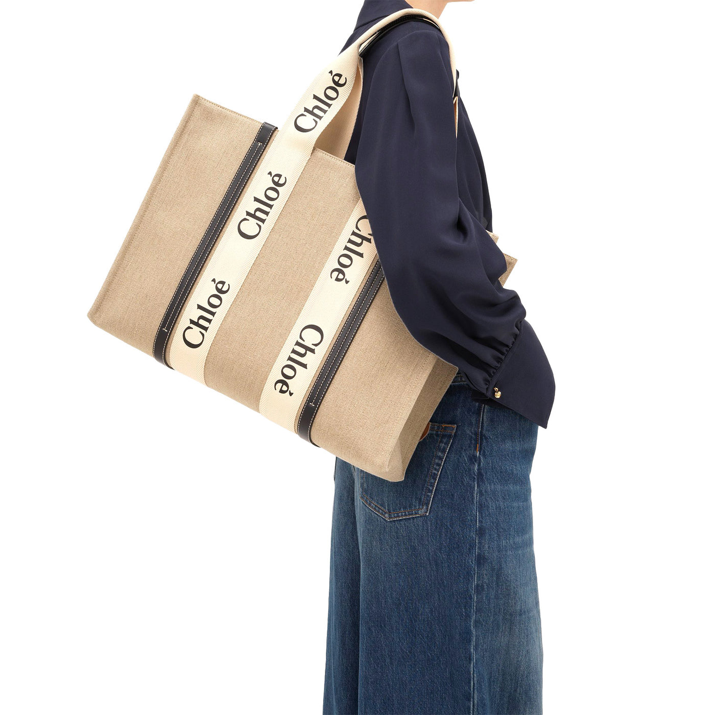 Large Woody Tote Bag In Linen