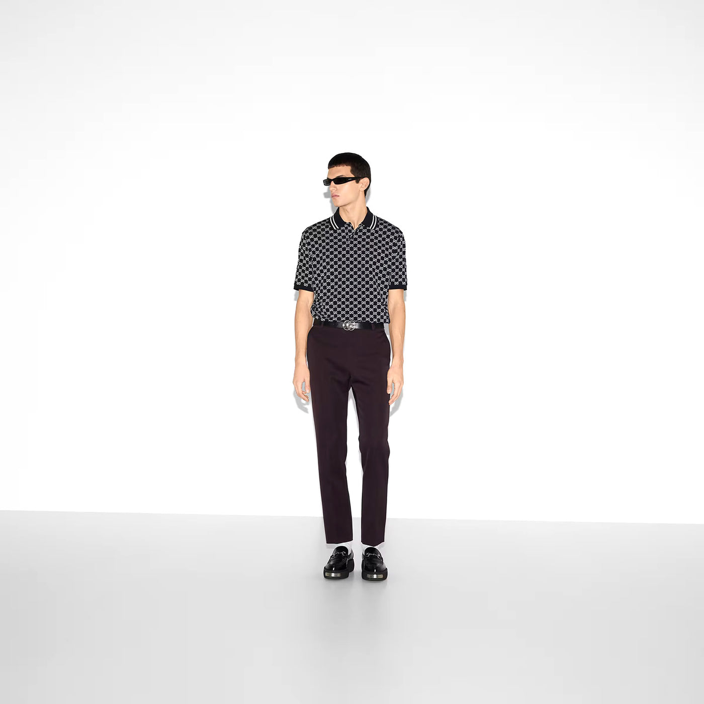Gg Cotton Piquet Jacquard Polo Shirt