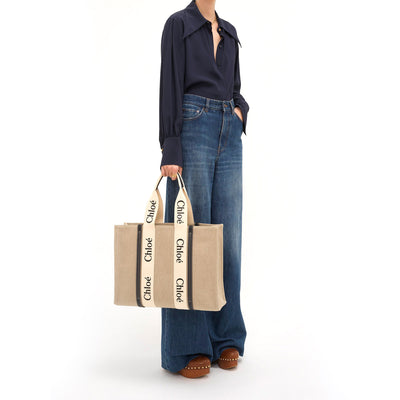 Large Woody Tote Bag In Linen