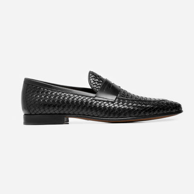 AGADIR BLACK BRAIDED GOATSKIN +GOATSKIN LEATHER SOLE