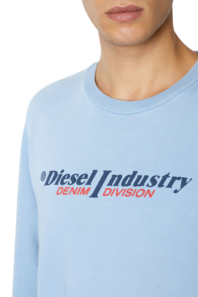 A03743-0AJIH-8DH MEN S-GINN-IND FELPA LIGHT BLUE DIESEL SWEATSHIRT