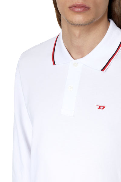 A06318-0MXZA-100 MEN T-SMITH-LS-D WHITE DIESEL POLO SHIRTS