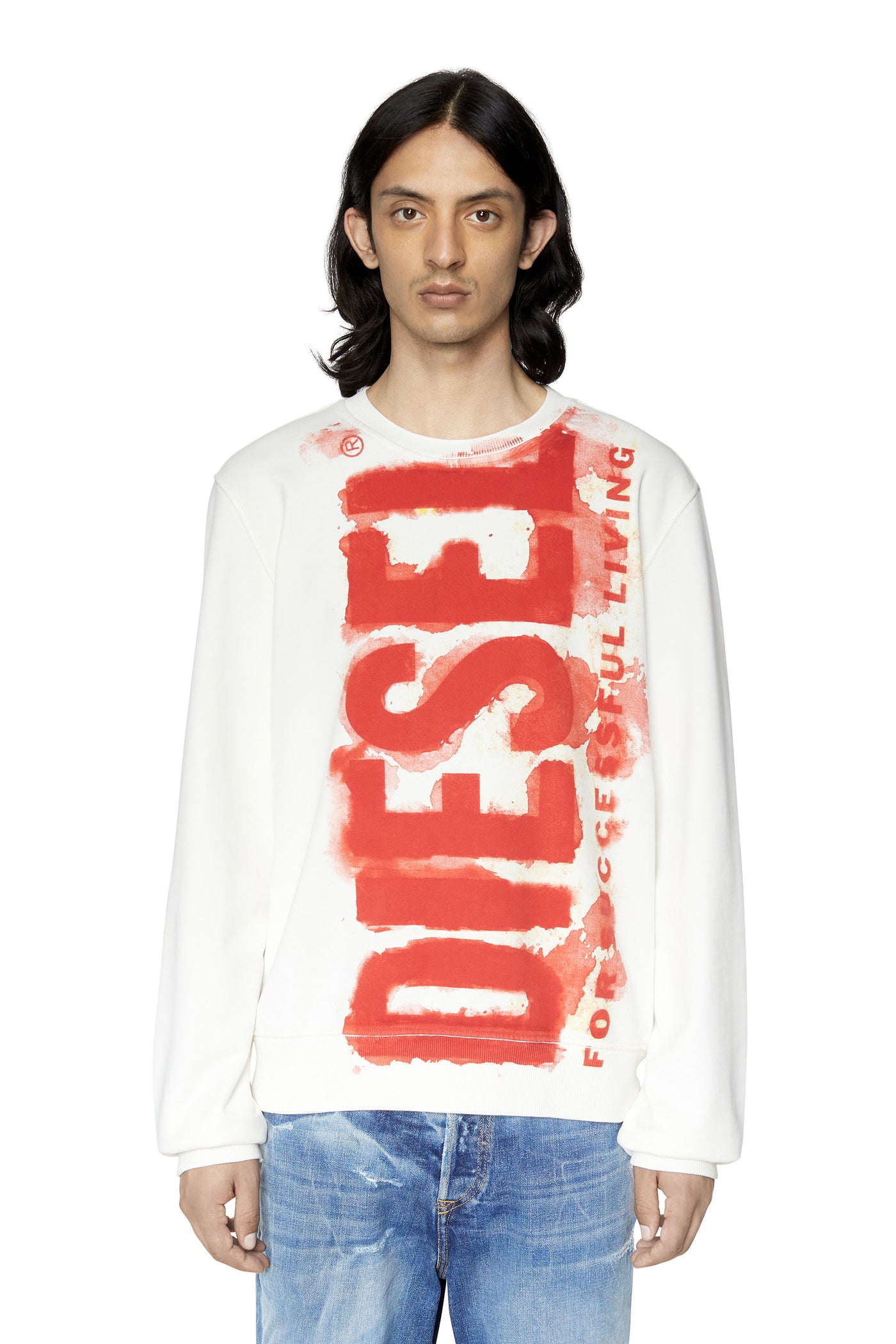 A06787-0AJIH-141 MEN S-GINN-E5 FELPA OFF WHITE DIESEL SWEATSHIRT