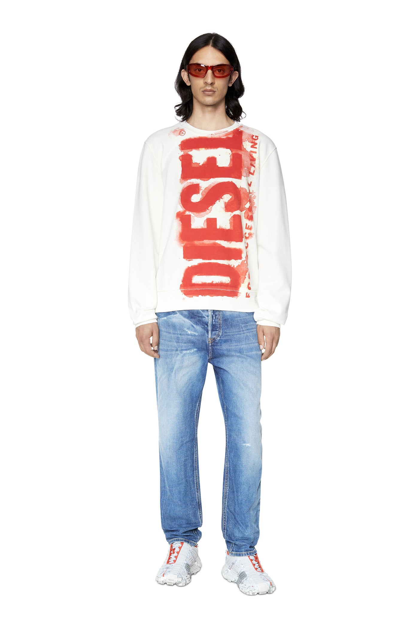 A06787-0AJIH-141 MEN S-GINN-E5 FELPA OFF WHITE DIESEL SWEATSHIRT