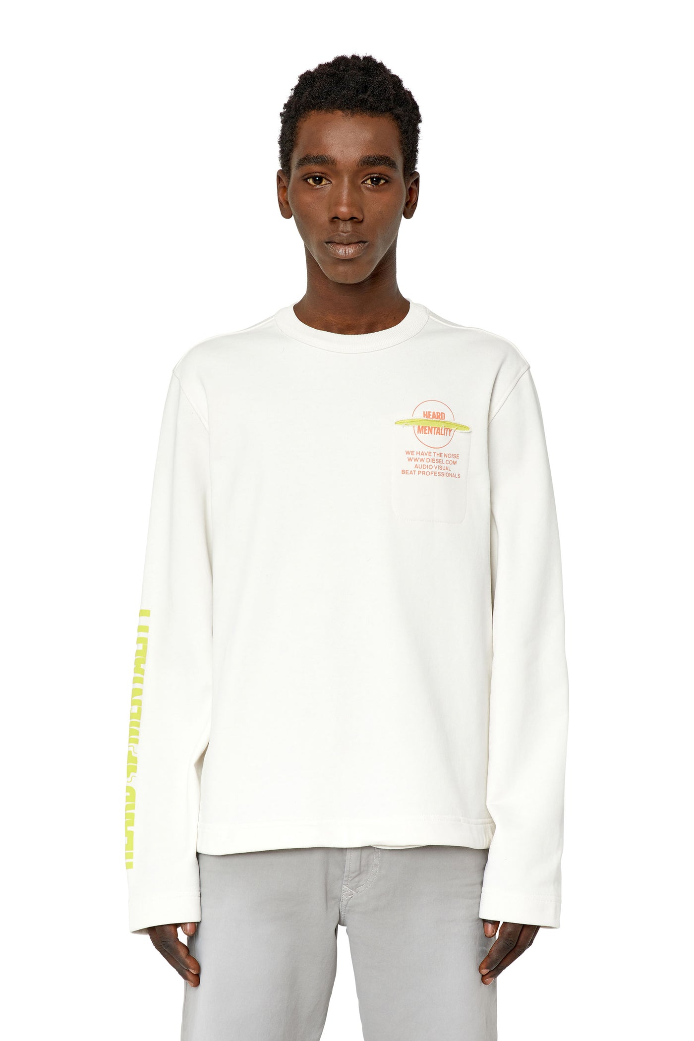 A08560-0EJAB-141A MEN S-GOUCH FELPA WHITE DIESEL SWEATSHIRT