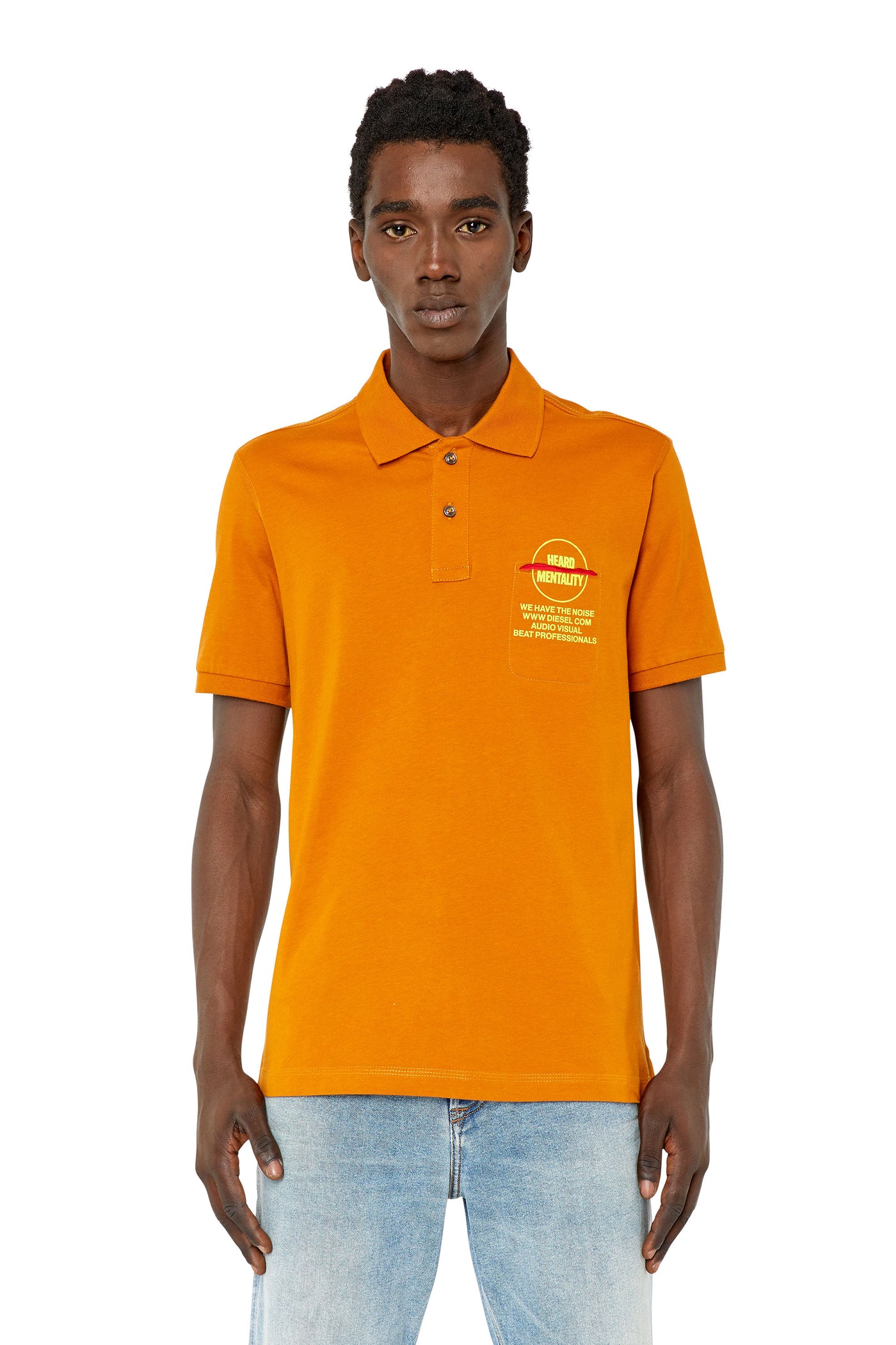 A08563-0CJAC-7DJA MEN T-SPOUCH ORANGE DIESEL POLO SHIRTS