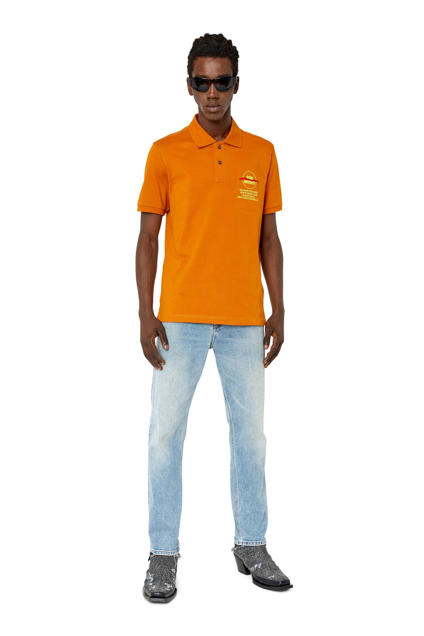 A08563-0CJAC-7DJA MEN T-SPOUCH ORANGE DIESEL POLO SHIRTS