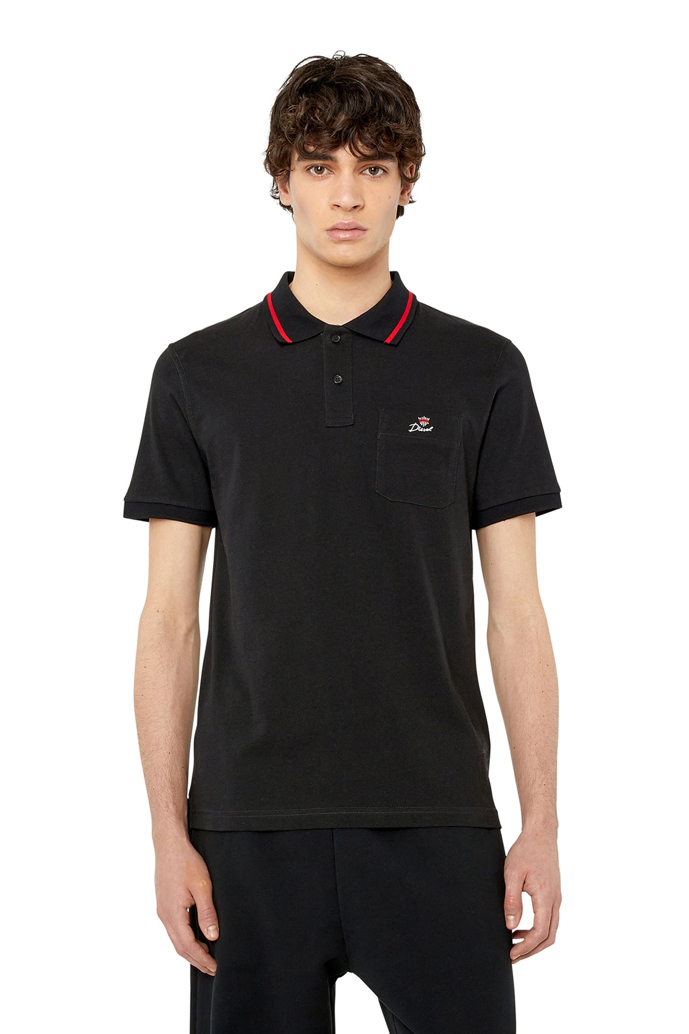 A08645-0BJAN-900 MEN T-SMITH-POC BLACK DIESEL POLO SHIRTS