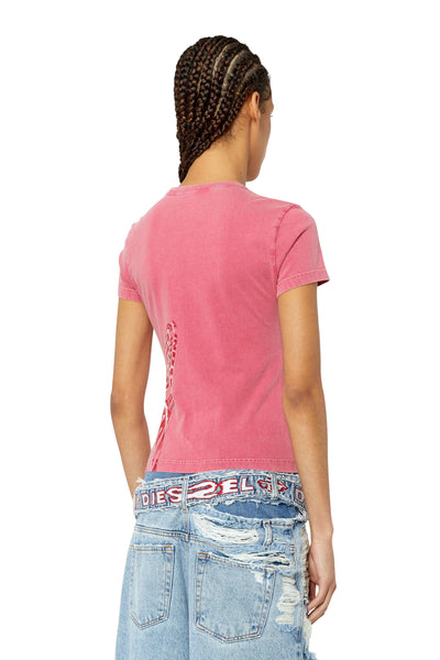 A09190-0IJAA-38H LADIES T-SLIDART MAGLIETTA PINK DIESEL T-SHIRTS