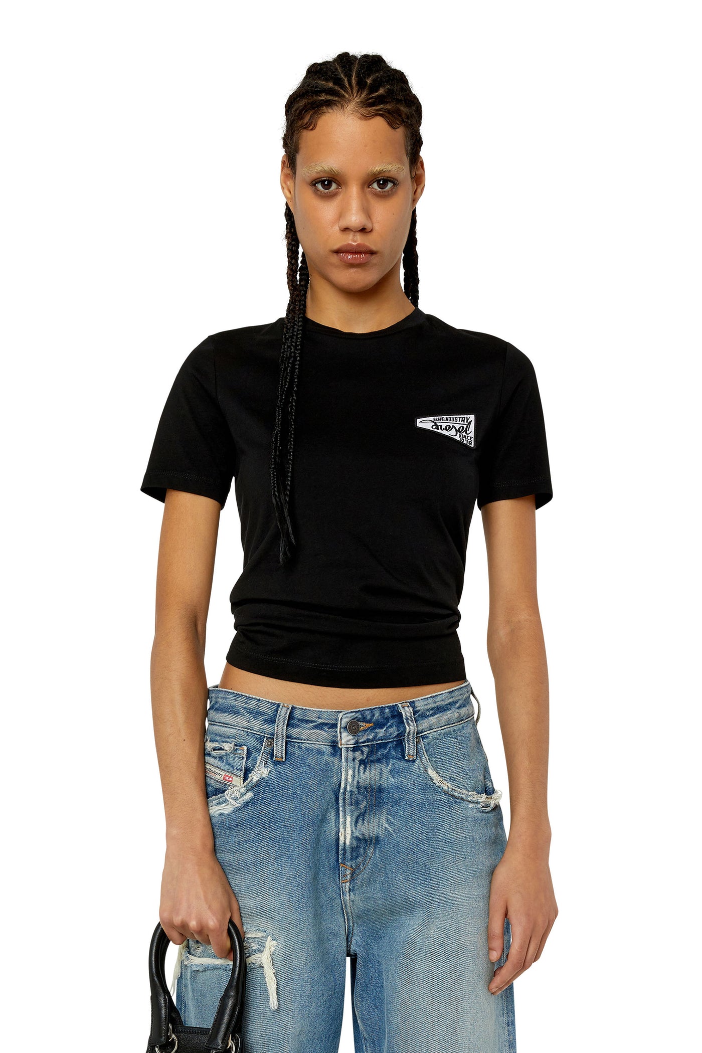 A09973-0GRAI-9XX FEMALE T-REG-G8 BLACK DIESEL T-SHIRTS