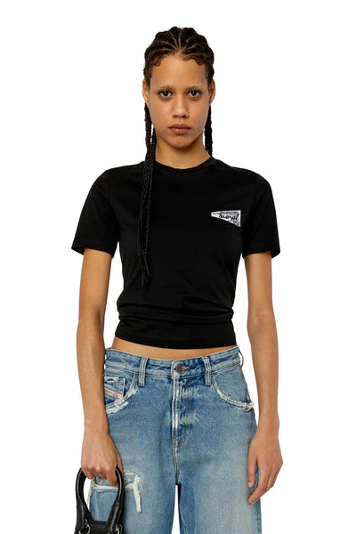 A09973-0GRAI-9XX FEMALE T-REG-G8 BLACK DIESEL T-SHIRTS