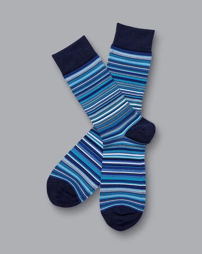 COBALT BLUE MULTI STRIPE SOCKS