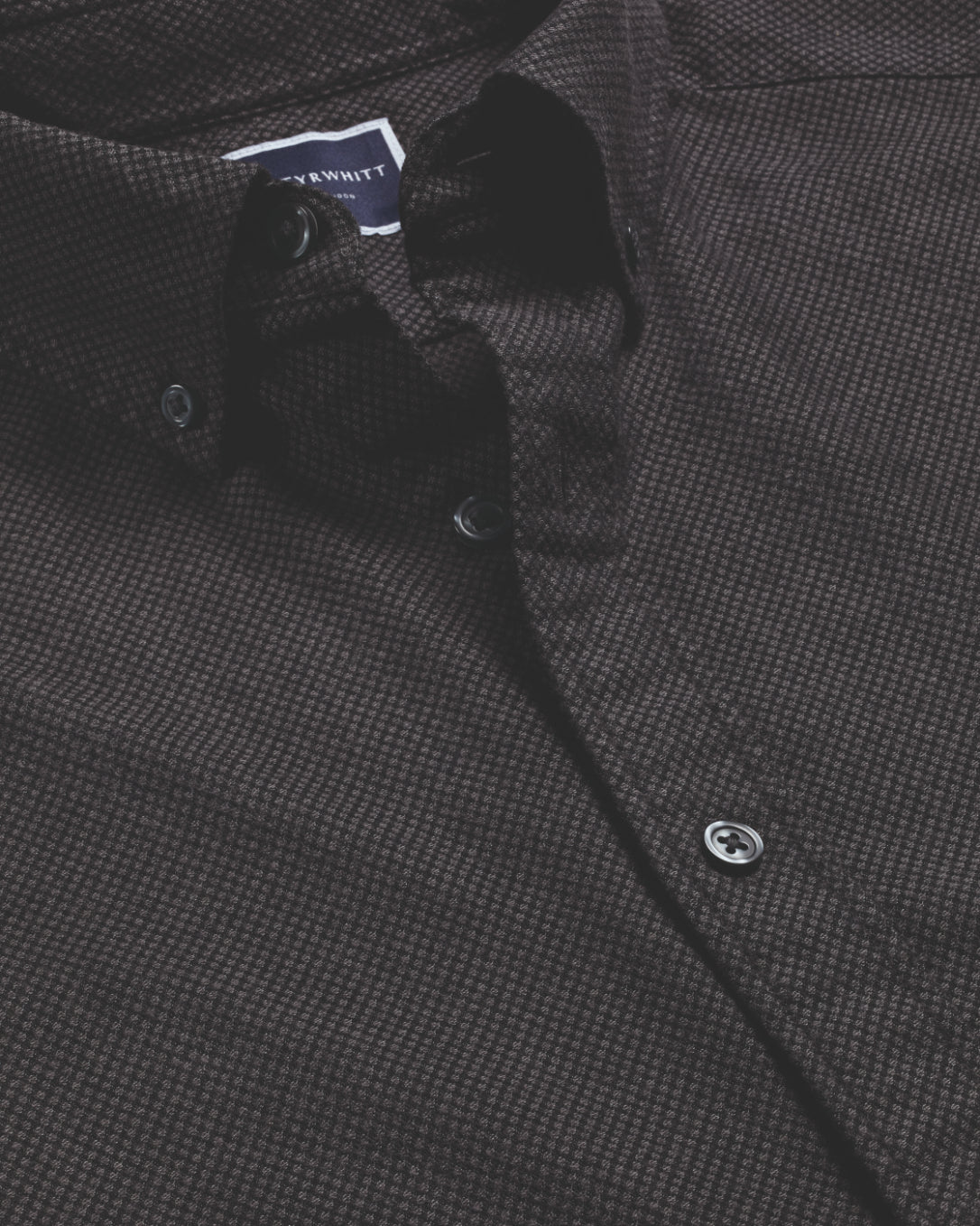 CHARCOAL GREY DOBBY FLANNEL SLIM FIT SHIRT