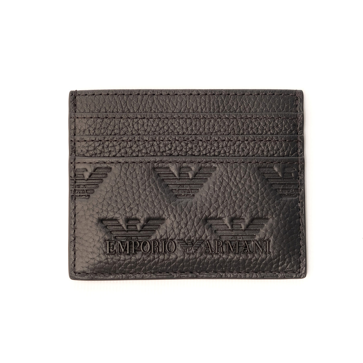 Leather Card Holder With All-Over Embossed Eagle