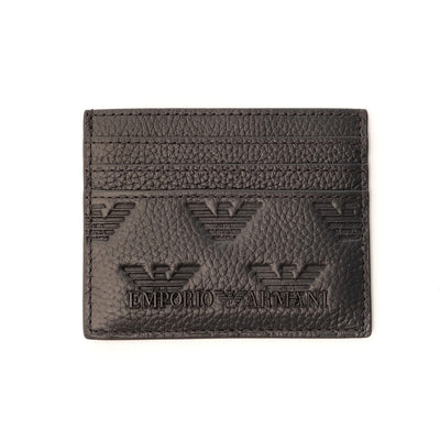 Leather Card Holder With All-Over Embossed Eagle