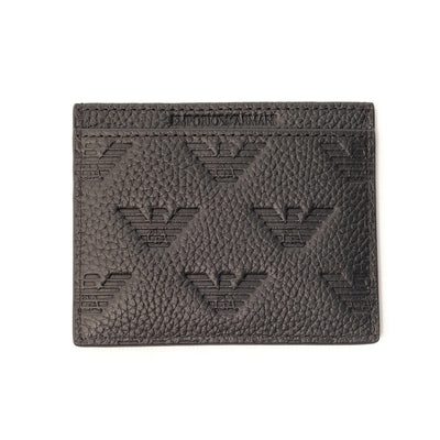 Leather Card Holder With All-Over Embossed Eagle