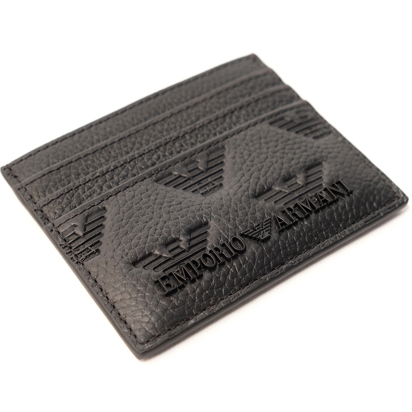 Leather Card Holder With All-Over Embossed Eagle