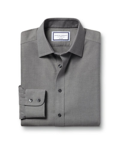 GREY NON-IRON ROYAL OXFORD SLIM FIT SHIRT