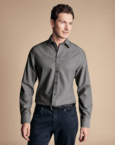 GREY NON-IRON ROYAL OXFORD SLIM FIT SHIRT