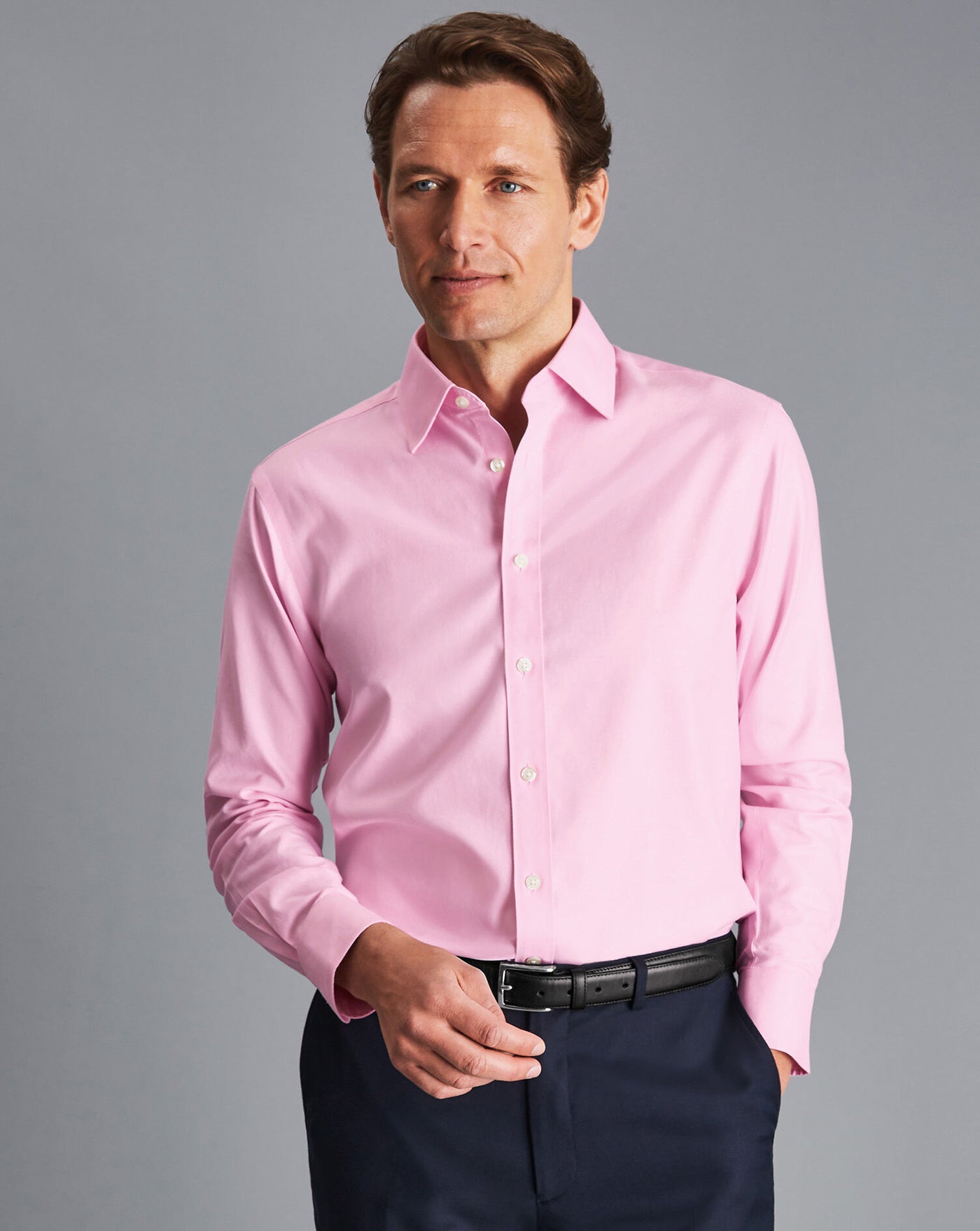 PINK NON IRON TWILL SLIM FIT