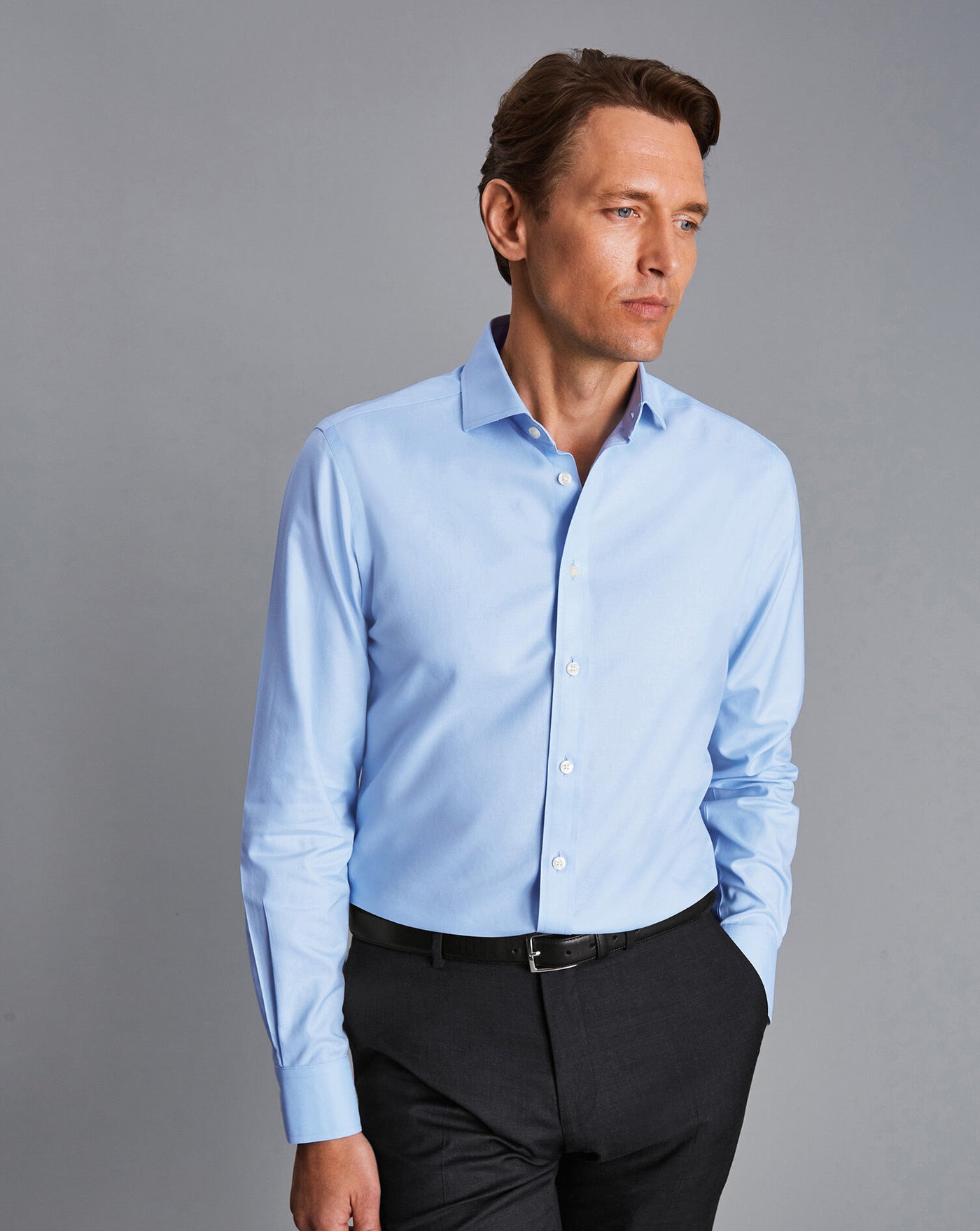 SKY BLUE NON IRON TWILL CUTAWAY SLIM FIT SHIRT