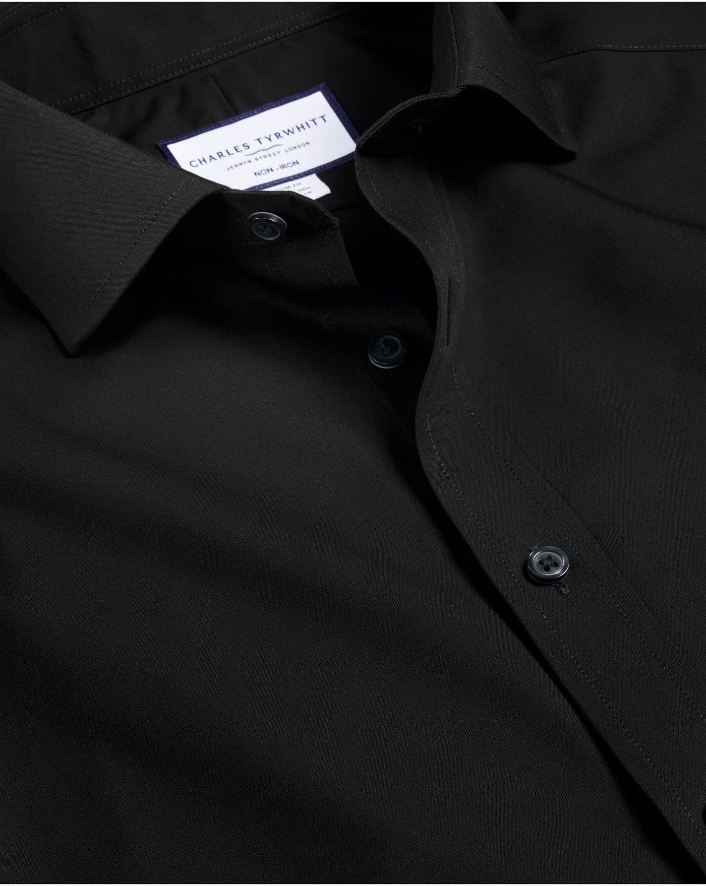 BLACK NON-IRON POPLIN CUTAWAY SLIM FIT SHIRT