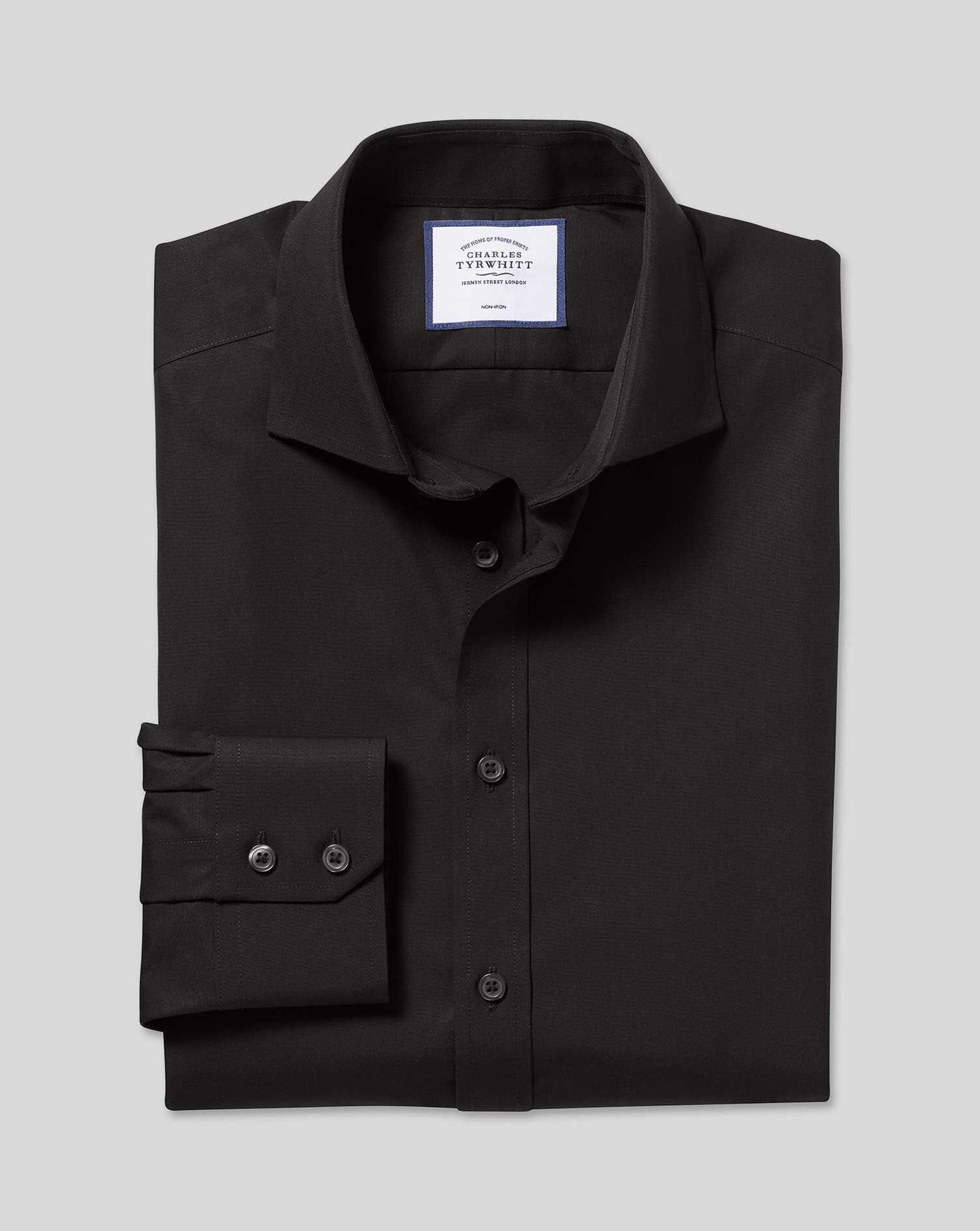 BLACK NON-IRON POPLIN CUTAWAY SLIM FIT SHIRT