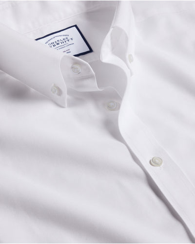 WHITE SLIM FIT BUTTON DOWN NON IRON TWILL SHIRT