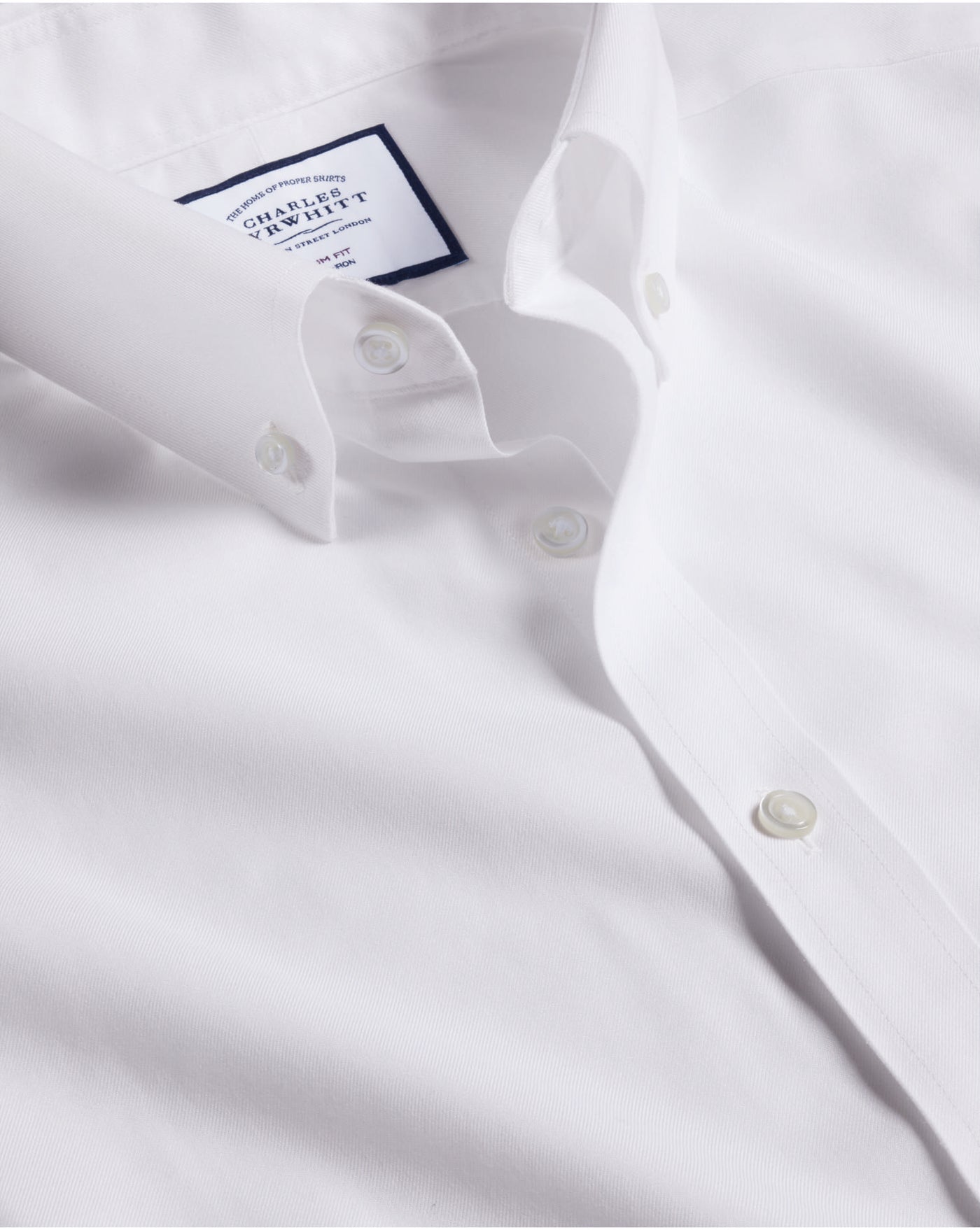 WHITE NON-IRON BUTTON-DOWN TWILL SLIM FIT SHIRT