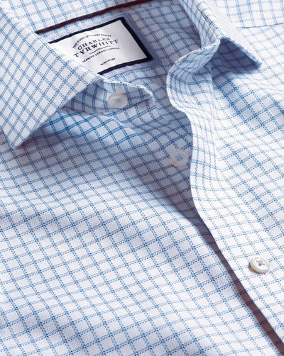 CORNFLOWER BLUE NON-IRON RICHMOND WEAVE WINDOWPANE CHECK CA SF SHIRT