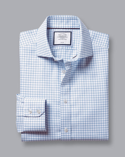 CORNFLOWER BLUE NON-IRON RICHMOND WEAVE WINDOWPANE CHECK CA SF SHIRT