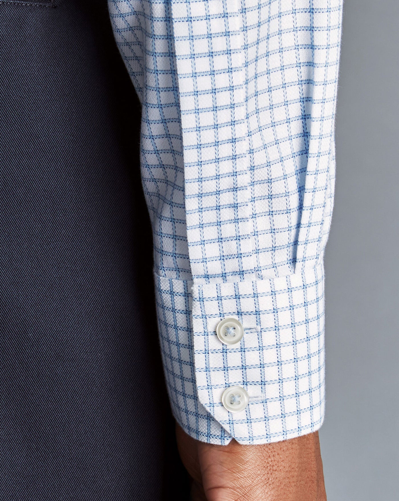 CORNFLOWER BLUE NON-IRON RICHMOND WEAVE WINDOWPANE CHECK CA SF SHIRT