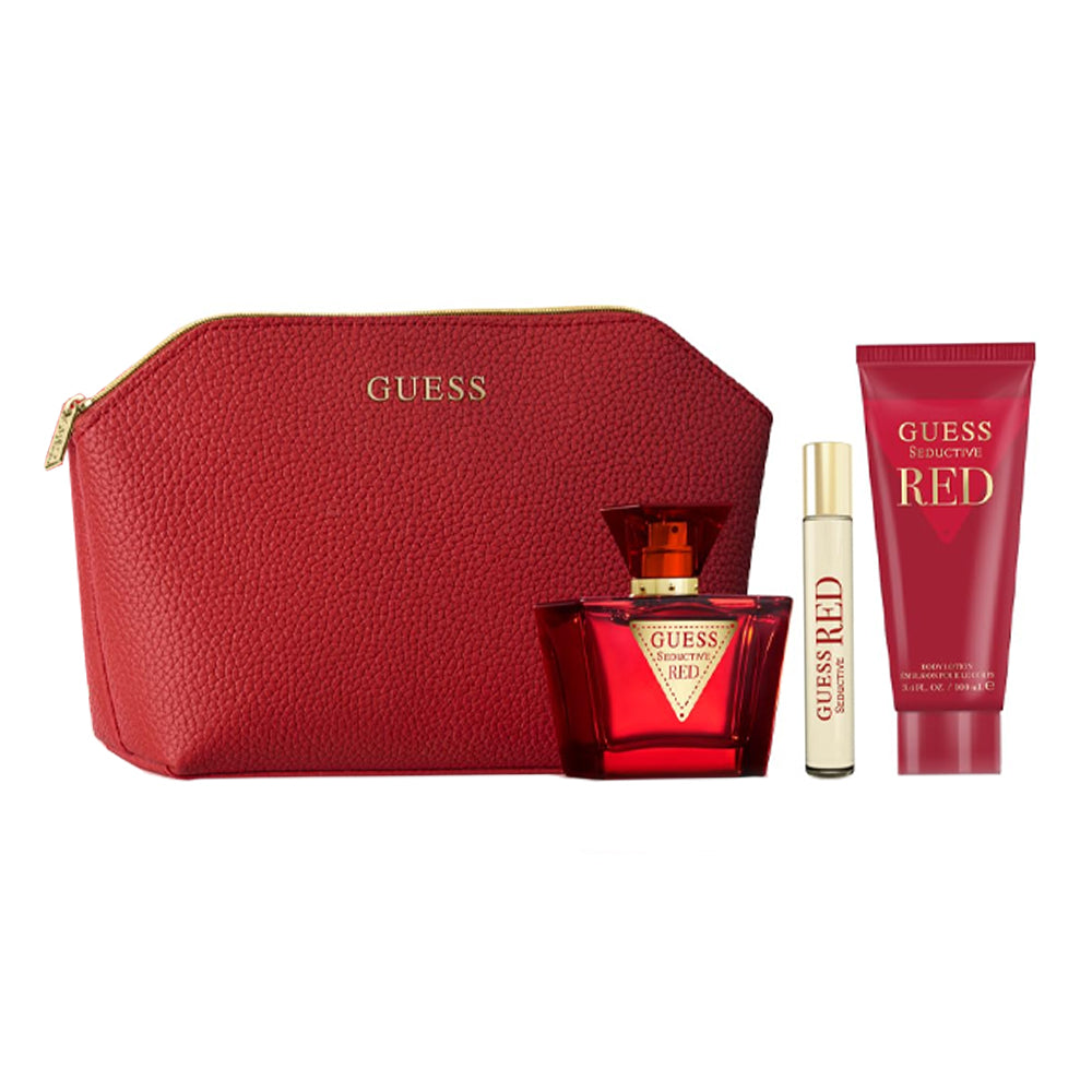 GUESS SEDUCTIVE RED WOMEN SET EDT 75ML+15ML TRAVEL SPRAY+100ML BL + POUCH