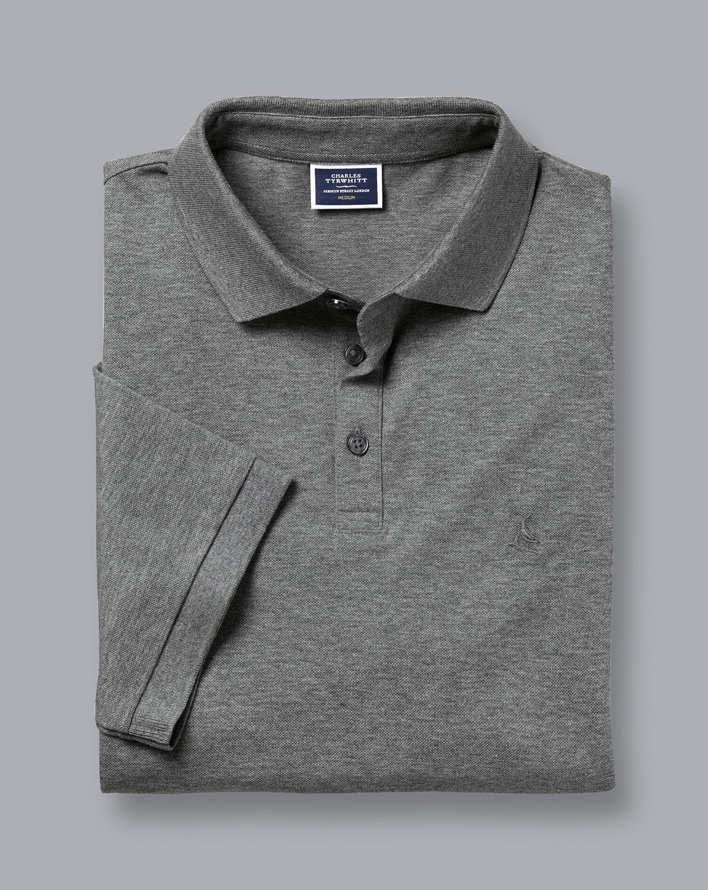 GREY MARL SHORT SLEEVE COTTON TYRWHITT PIQUE POLO