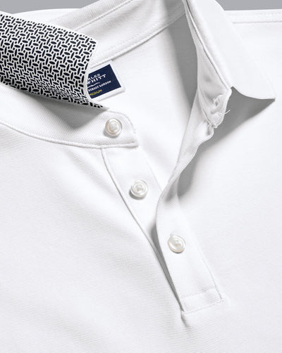 WHITE SOLID SHORT SLEEVE COTTON PIQUE POLO