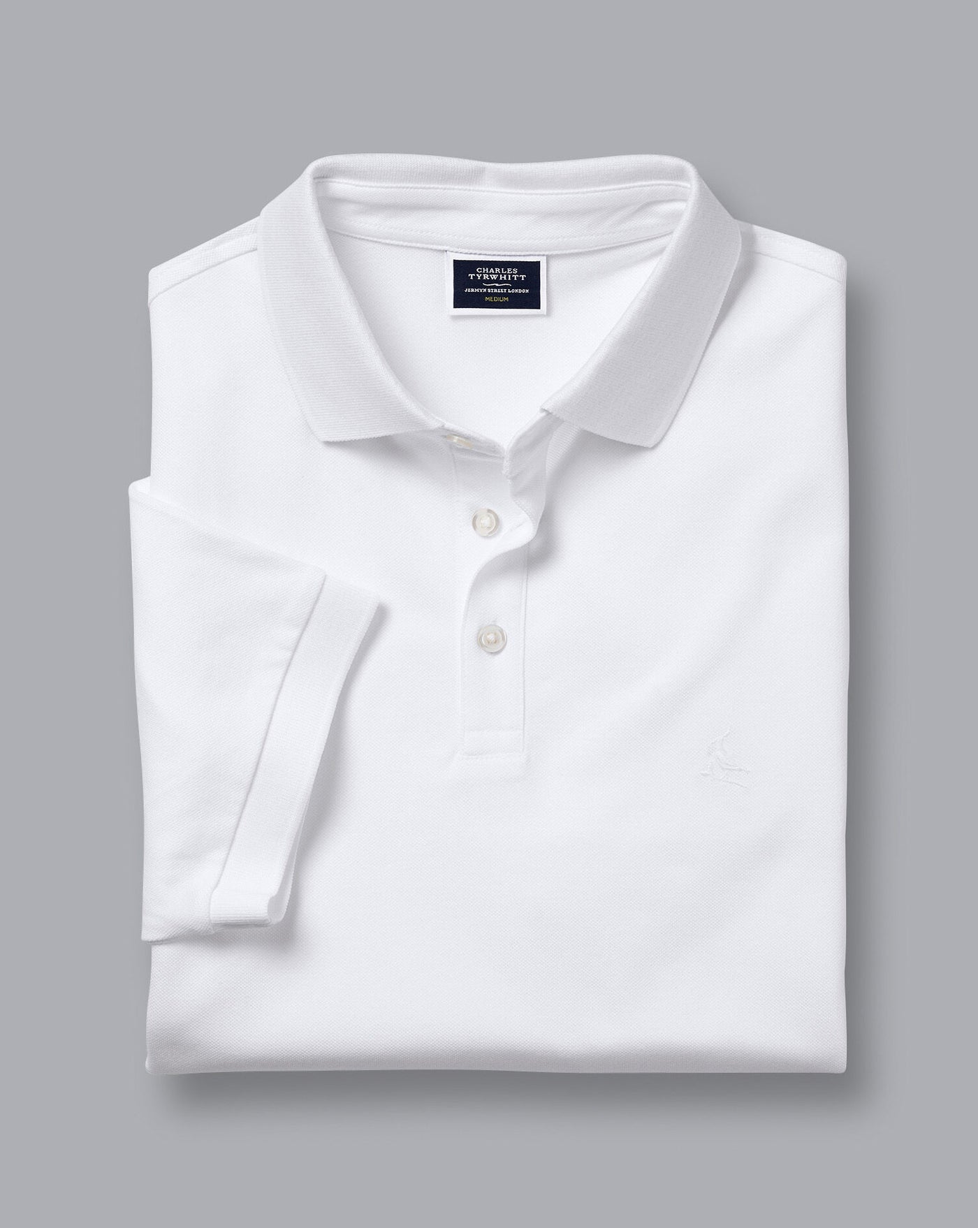 WHITE SOLID SHORT SLEEVE COTTON PIQUE POLO