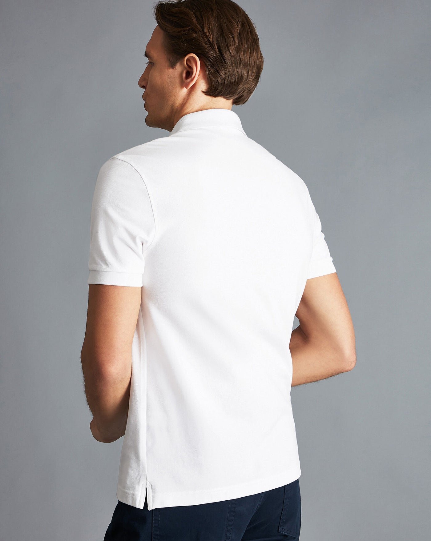 WHITE SOLID SHORT SLEEVE COTTON PIQUE POLO