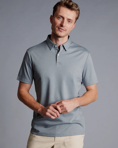 SILVER PLAIN SHORT SLEEVE JERSEY POLO