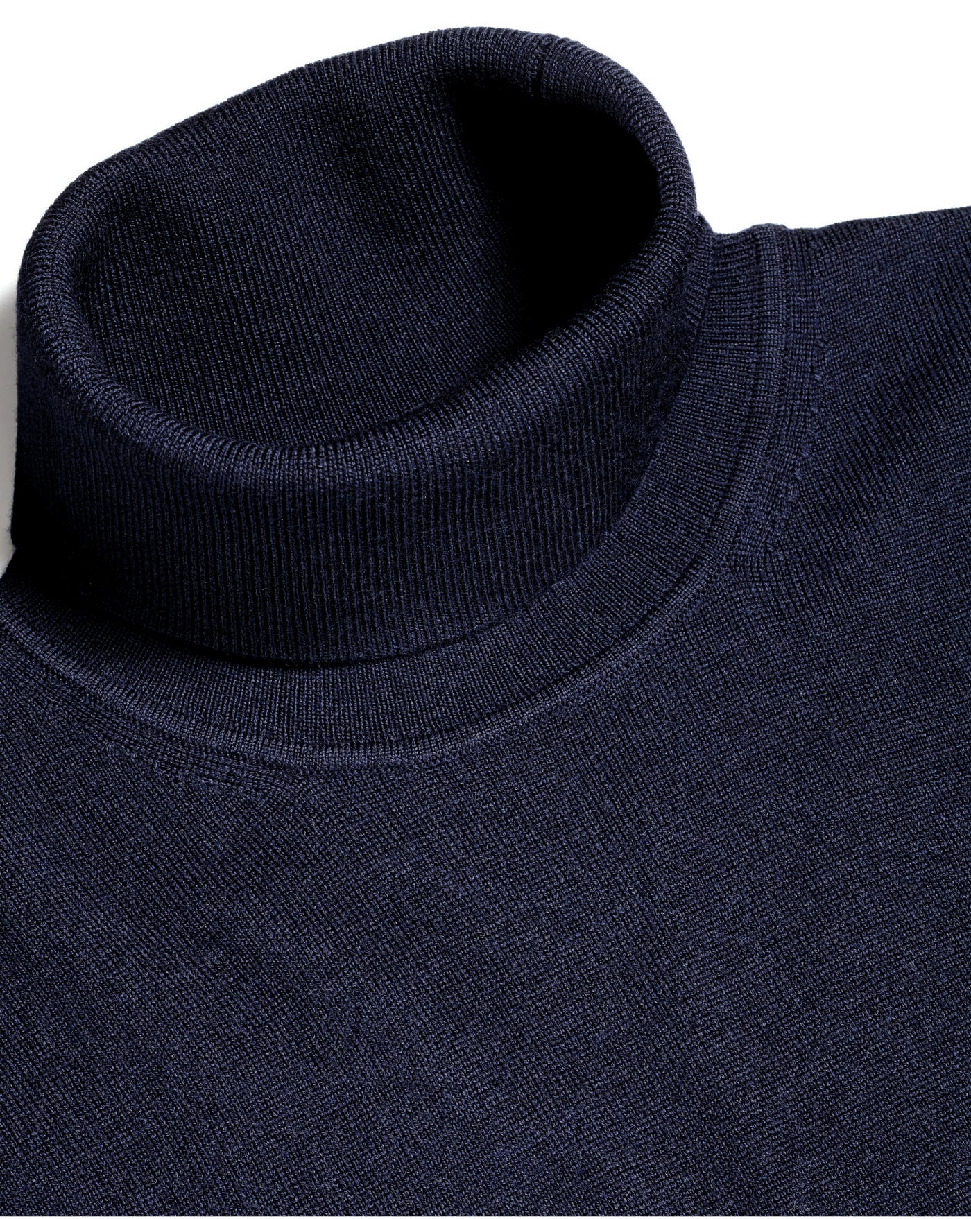 NAVY BLUE PURE MERINO ROLL NECK JUMPER