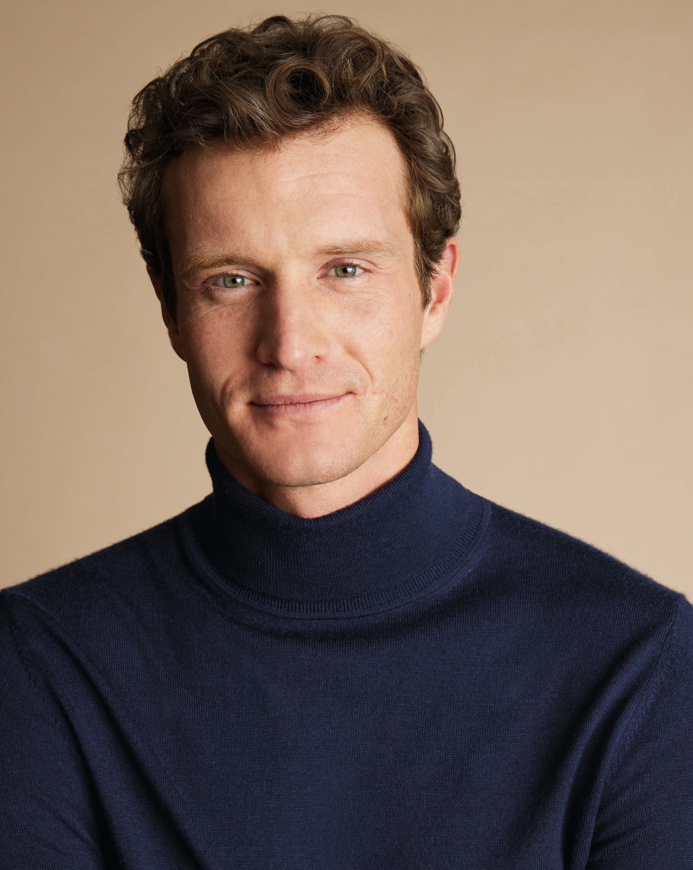 NAVY BLUE PURE MERINO ROLL NECK JUMPER