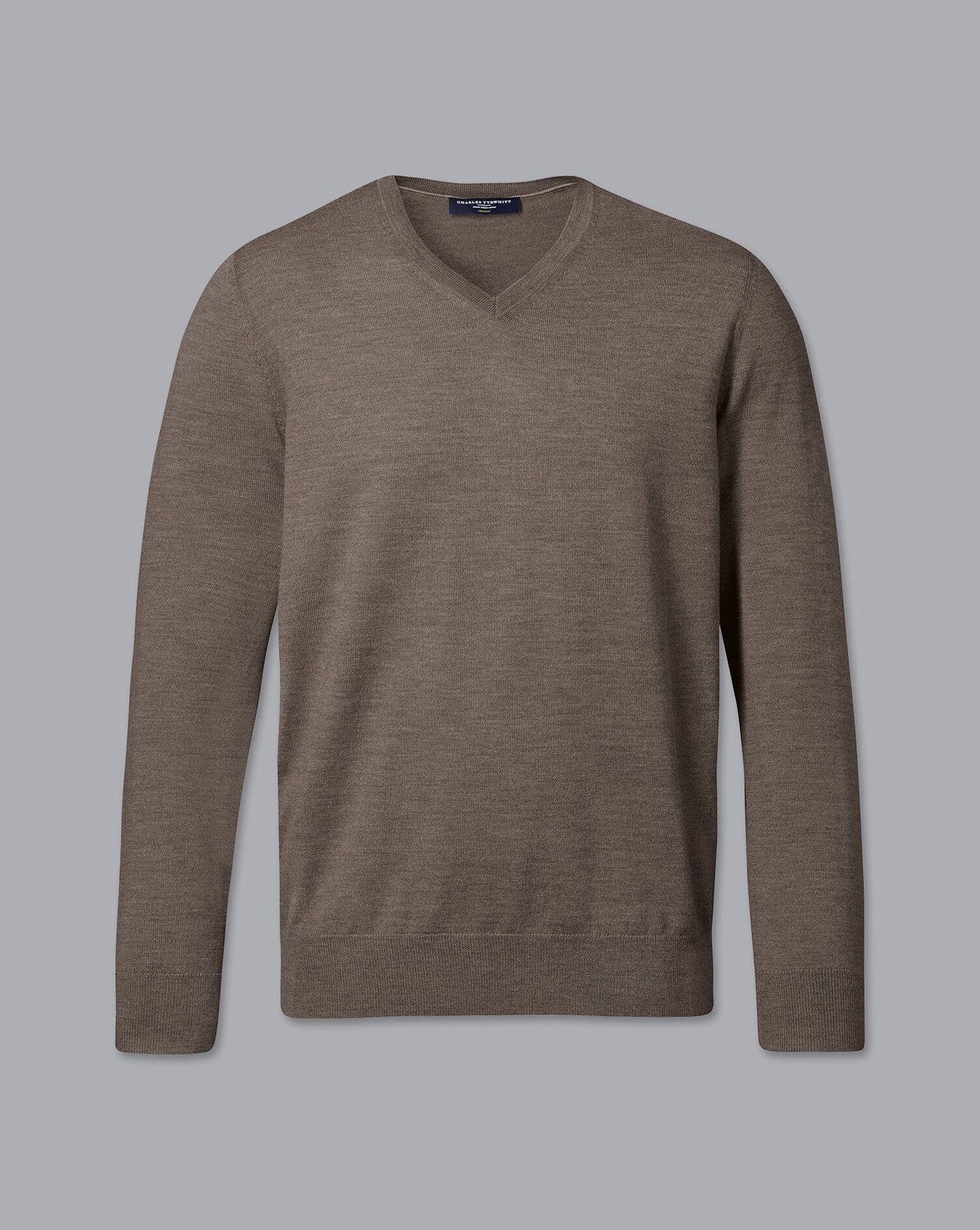 MOCHA PURE MERINO V NECK JUMPER